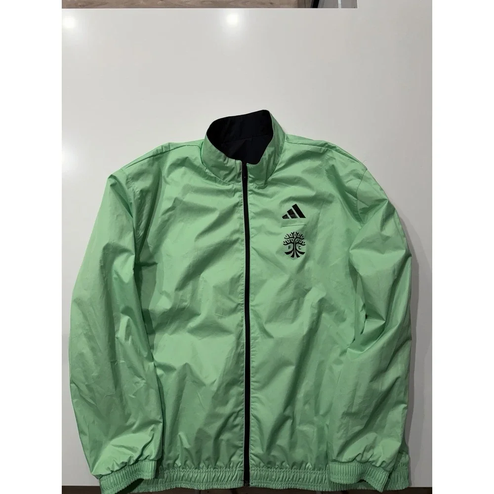 Adidas Austin FC 2023 Black Green Full-Zip Reversible Jacket Mens 2XL HU0108